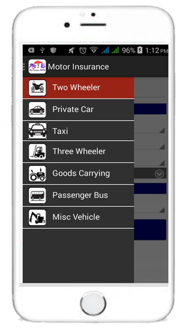 Motor insurance app for agent